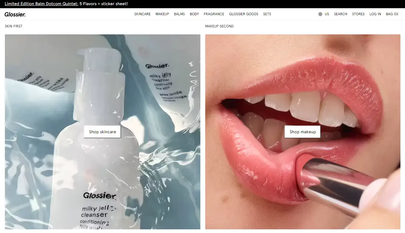 glossier custom shopify storefront