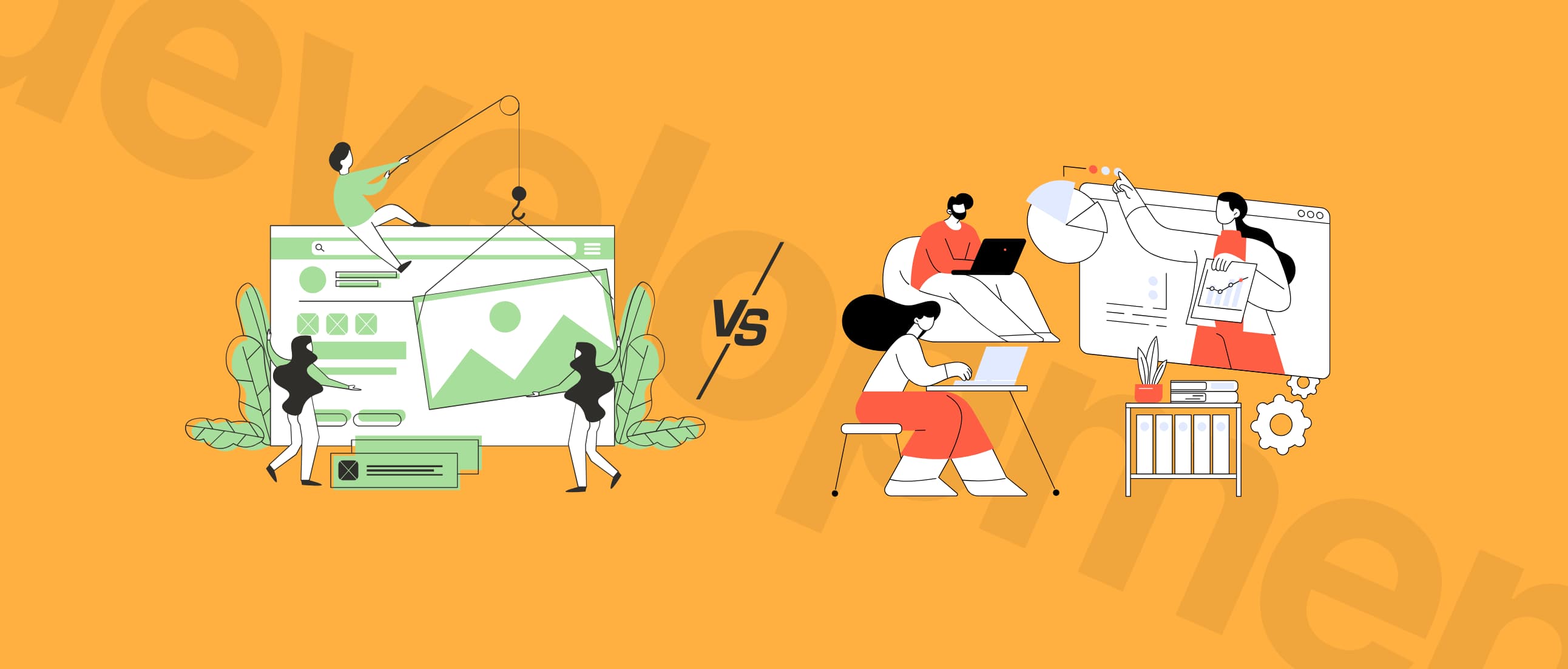 Greenfield vs Brownfield IT Projects: Key Differences & Tips. Graphic presents two ways of developing an IT project. First – from scratch. Second – on existing systems.