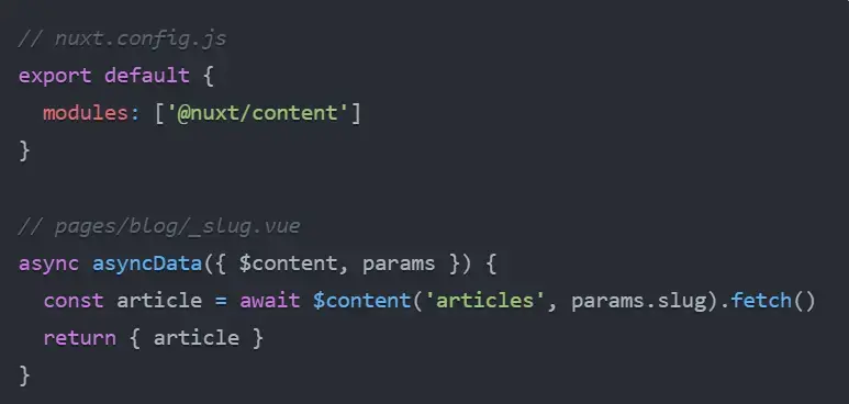 content management with nuxt content feature