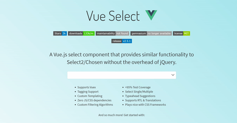 GIF presenting Vue.js 'Select' component