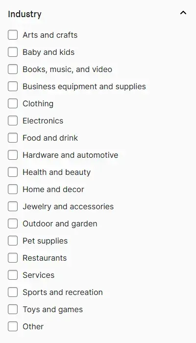 shopify themes industry filters