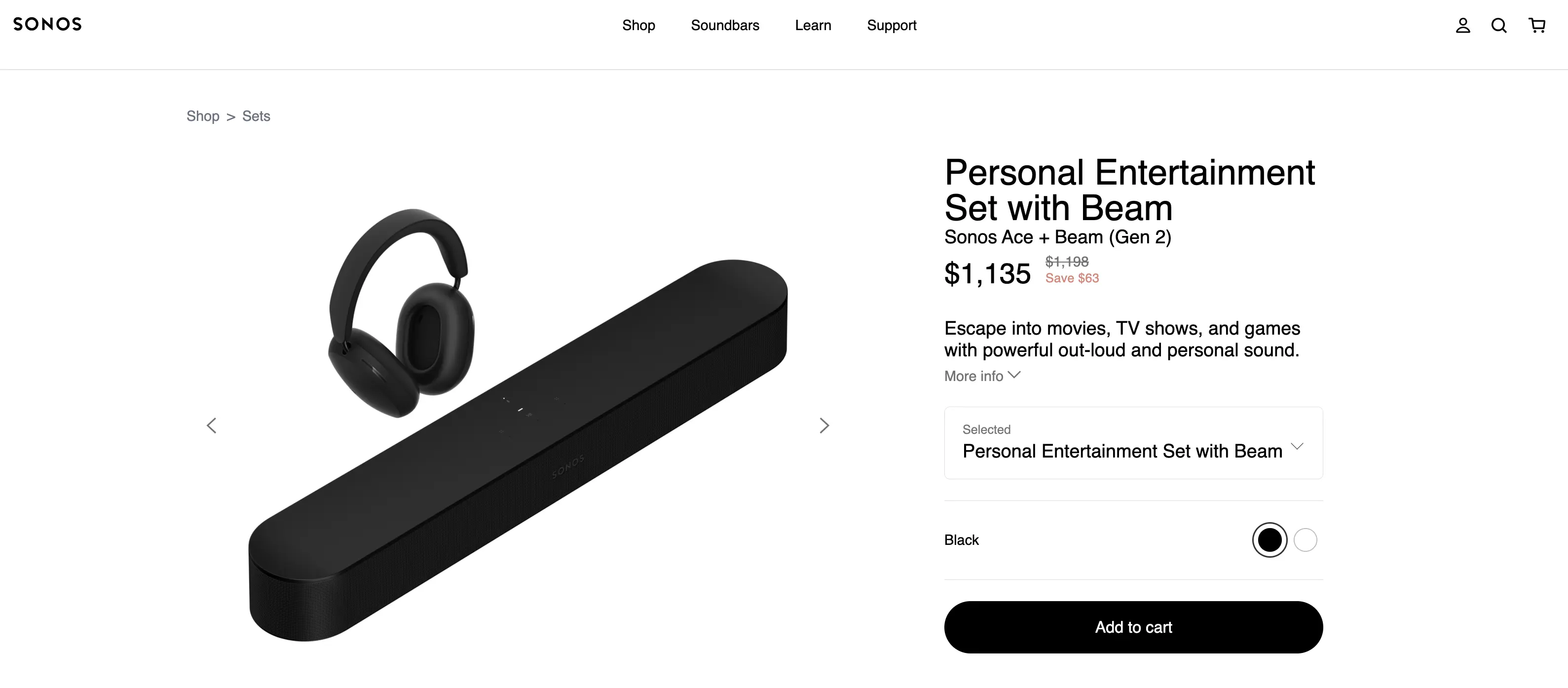 Sonos product page, powered by Next.js