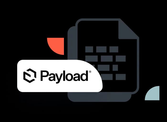 Logo featuring the word "Payload" with a geometric icon beside stylized document graphics and abstract shapes.